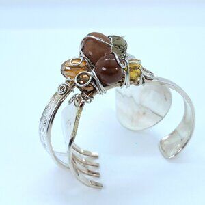 Vintage silverware bracelets - Handmade funky bangles 2 piece set